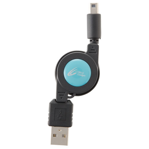 CYBER・USB巻き取り充電ケーブル（New 2DS LL用） 〈ブラック×ブルー〉