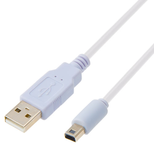 CYBER・USB充電ストレートケーブル3ｍ（New 2DS LL用）〈ホワイト ×パープル〉