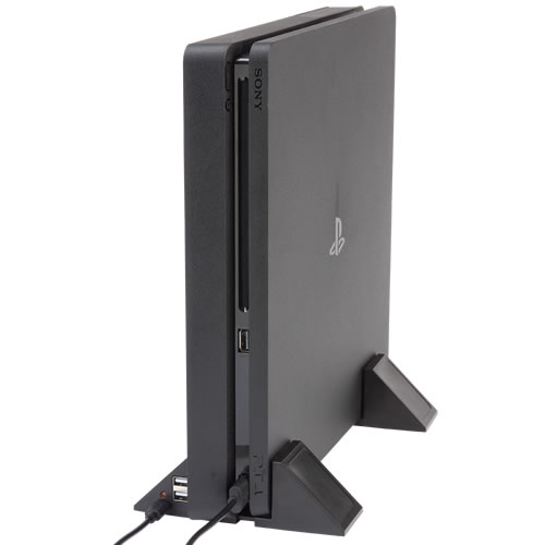 CYBER・USBハブ付きアジャスタブル縦置きスタンド（PS4／SWITCH用）PS4設置図