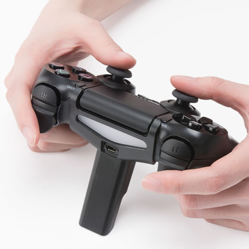 PS4用コントローラーをテーブルなどに置いて、操作時の手ぶれを防ぎエイミングの精度アップ！　CYBER・FPSスナイパースタンド（PS4用）〈ブラック〉