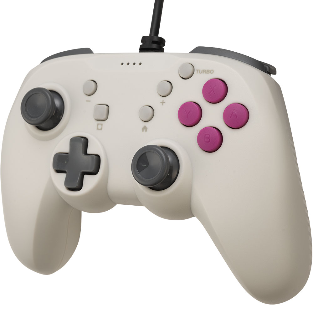 CYBER・レトロスタイルゲームパッド4B 有線タイプ（Switch2／Switch用）レトログレー