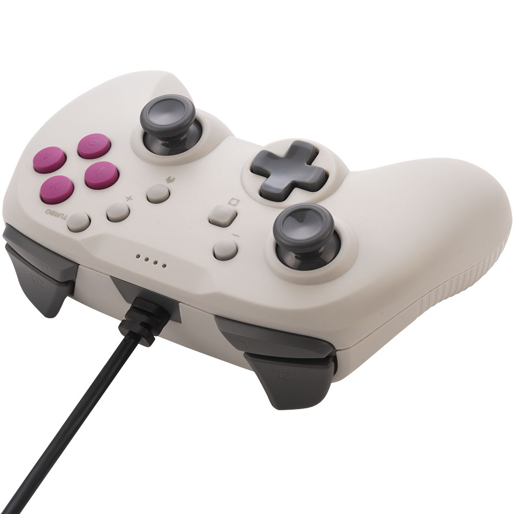 CYBER・レトロスタイルゲームパッド4B 有線タイプ（Switch2／Switch用）レトログレー