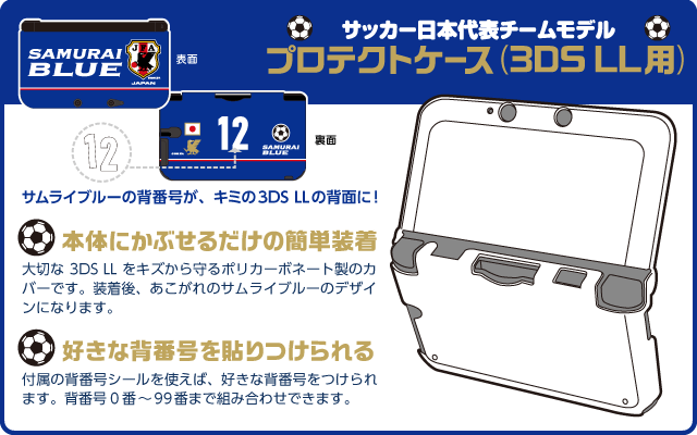 サッカー日本代表チームモデル プロテクトケース（3DS LL用）の特徴