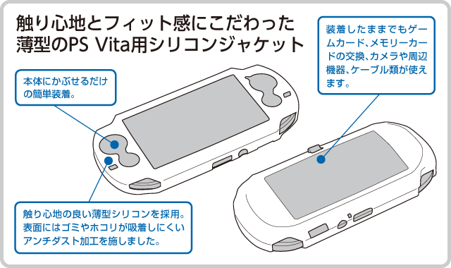 触り心地とフィット感にこだわった 薄型のPS Vita用シリコンジャケット