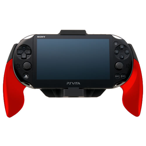 PS Vita（PCH-2000）にCYBER・ラバーコートグリップ（PCH-2000用）〈レッド〉を装着