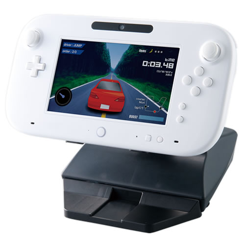 Wii U GamePadをCYBER・ハンドルスタンド（Wii U用）に装着