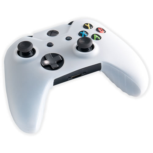 コントローラーにCYBER・コントローラーシリコンカバー（Xbox One用）〈クリアホワイト〉を装着
