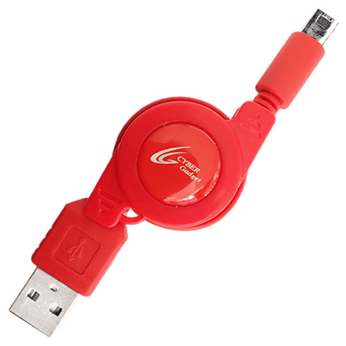 CYBER・USB巻き取り充電ケーブル（3DS／3DS LL用）〈レッド〉