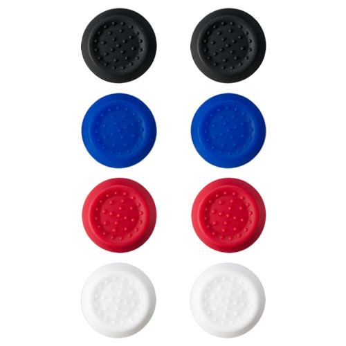 CYBER・アナログスティックカバー2（PS4用） ブラック、ブルー、レッド、ホワイト各2