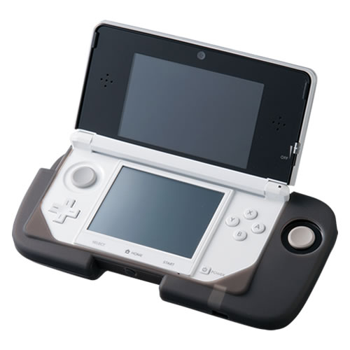 CYBER・拡張スライドパッドシリコンカバー（3DS用）〈クリアブラック〉3DSと拡張スライドパッド本体に装着