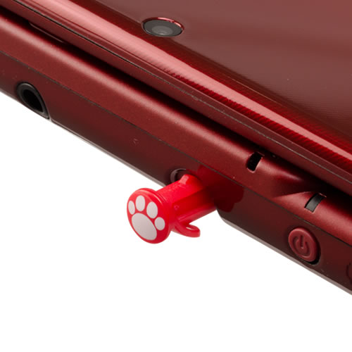 New 3DS LL本体に収納できます！　CYBER・あしのうらタッチペン ねこにゃん（New 3DS LL用）〈赤〉