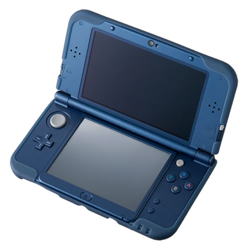 CYBER・シリコンカバー（New 3DS LL用）〈クリアネイビー〉をNew 3DS LLメタリックブルーに装着（内側）