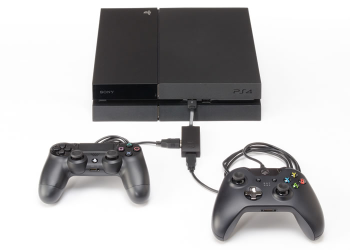 接続例：PS4でXbox One用コントローラーを使う
