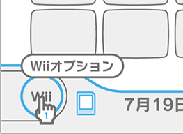 Wiiメニュー左下の「Wiiオプション」を選択している図
